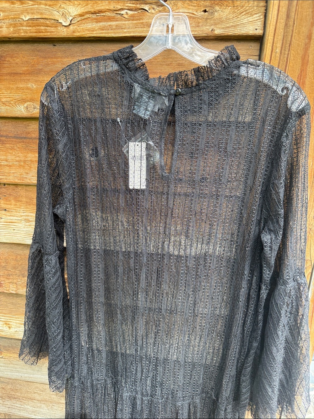 Anthropologie mesh maxi dress bell sleeves paneled witchy - Picture 5 of 7